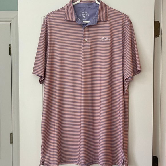 SIMPLY SOUTHERN Men's Striped Short Sleeve Polo Golf Shirt  Size XL - Picture 1 of 5